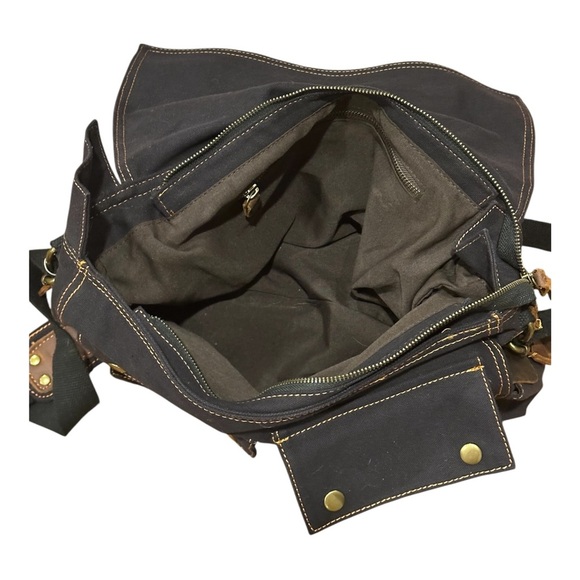 Gearonic Vintage Canvas Leather Messenger Bag - Picture 10 of 13